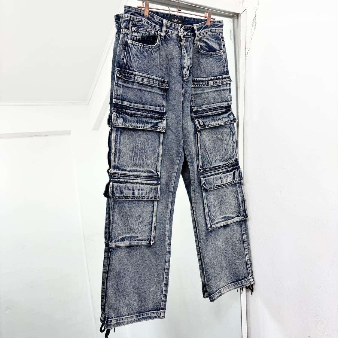 SmokeRise 멀티포켓 와이드 데님 카고 팬츠 상품이미지4