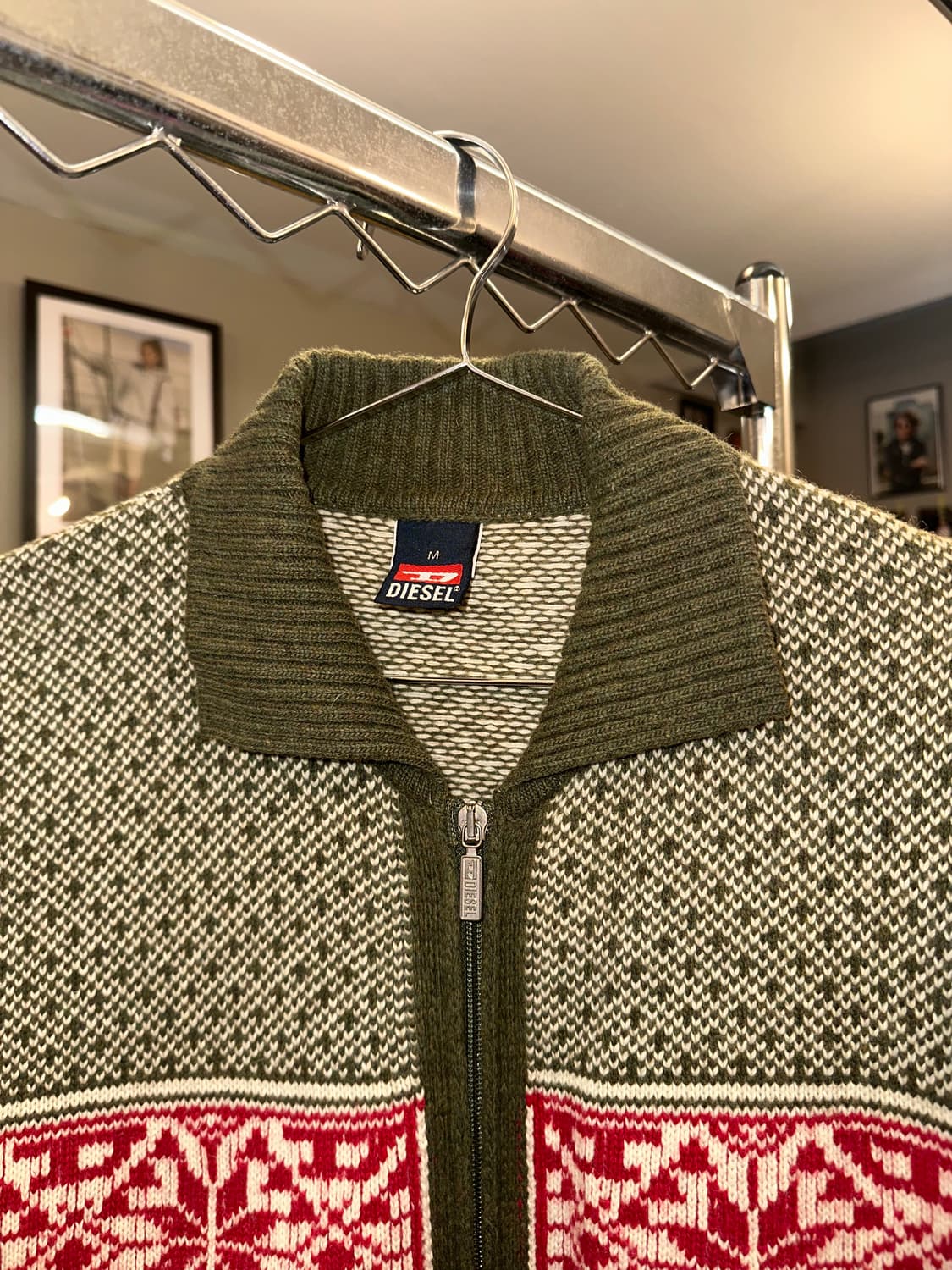 00’s Diesel flower pattern knit zip-up 상품이미지5