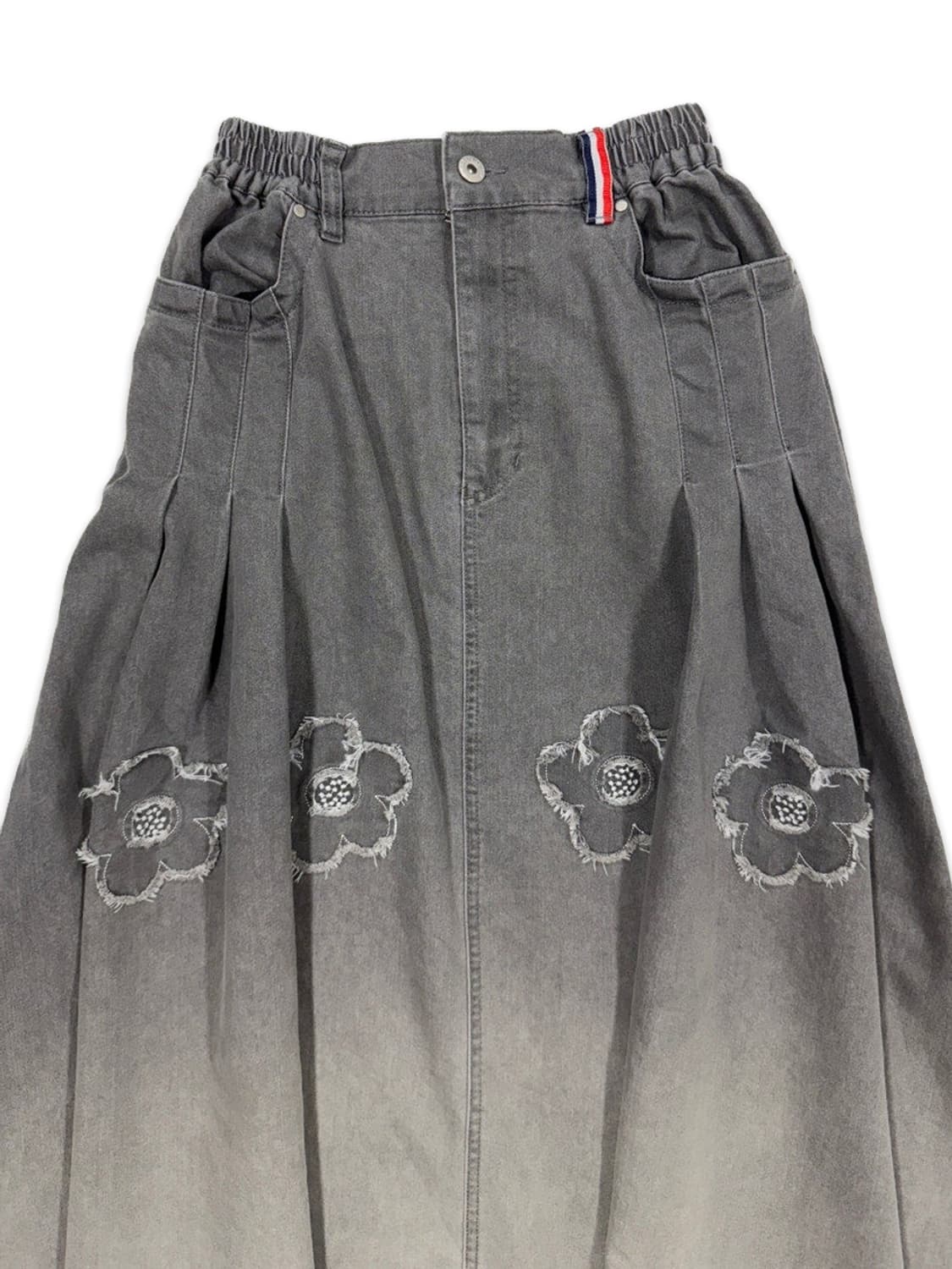 빈티지 Person's 그레이 그라데이션 플라워 플레어 롱 스커트 상품이미지2