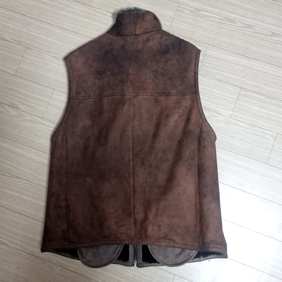 빈티지 무스탕 양털 조끼 브라운(95-100) 상품이미지2