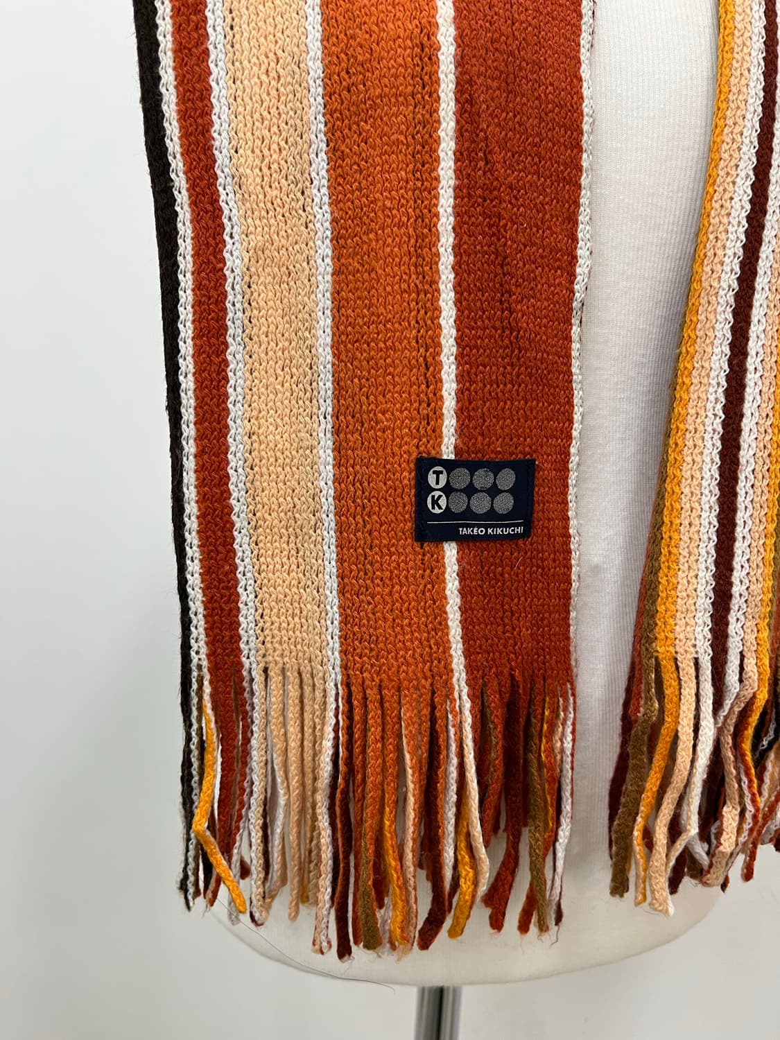 일본 빈티지 모리걸 오렌지 무지개떡 테슬 머플러 상품이미지3