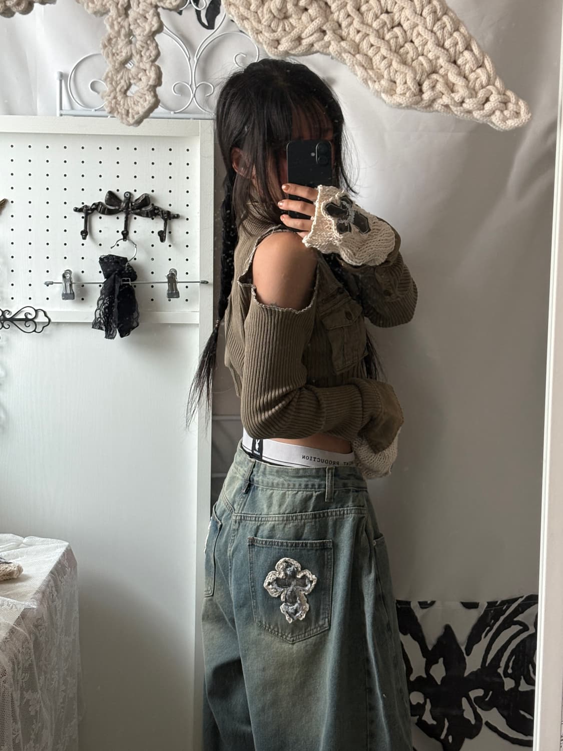 • hurtmade denim cross patch wide denim  상품이미지5