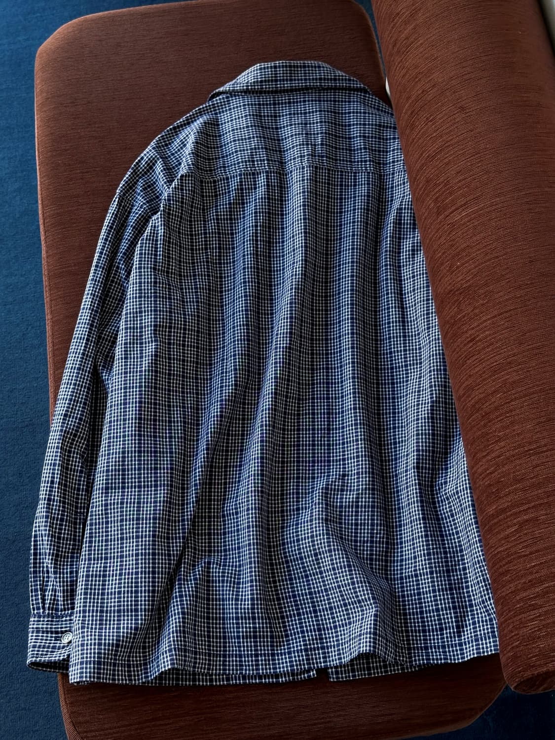 Natural cotton micro check zip shirket 상품이미지6