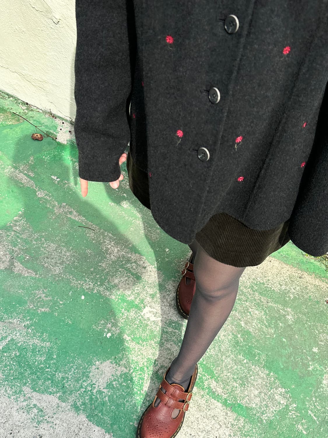 플라워 자수 울 하프 코트 상품이미지6