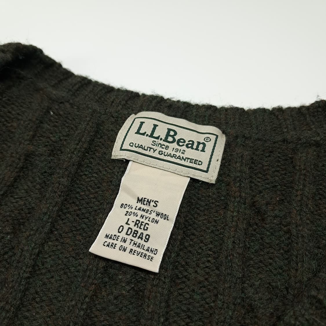 CL077 L 엘엘빈 다크올리브 그린 램스울 블렌드 케이블 니트 베스트 상품이미지3