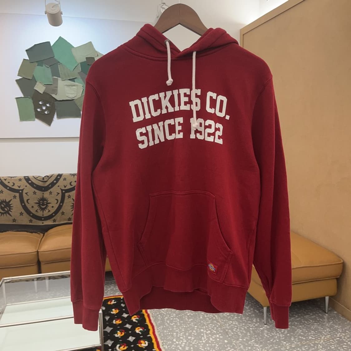 디키즈 레트로 캐주얼 버건디와인 기모 후드티 M C07404 상품이미지3
