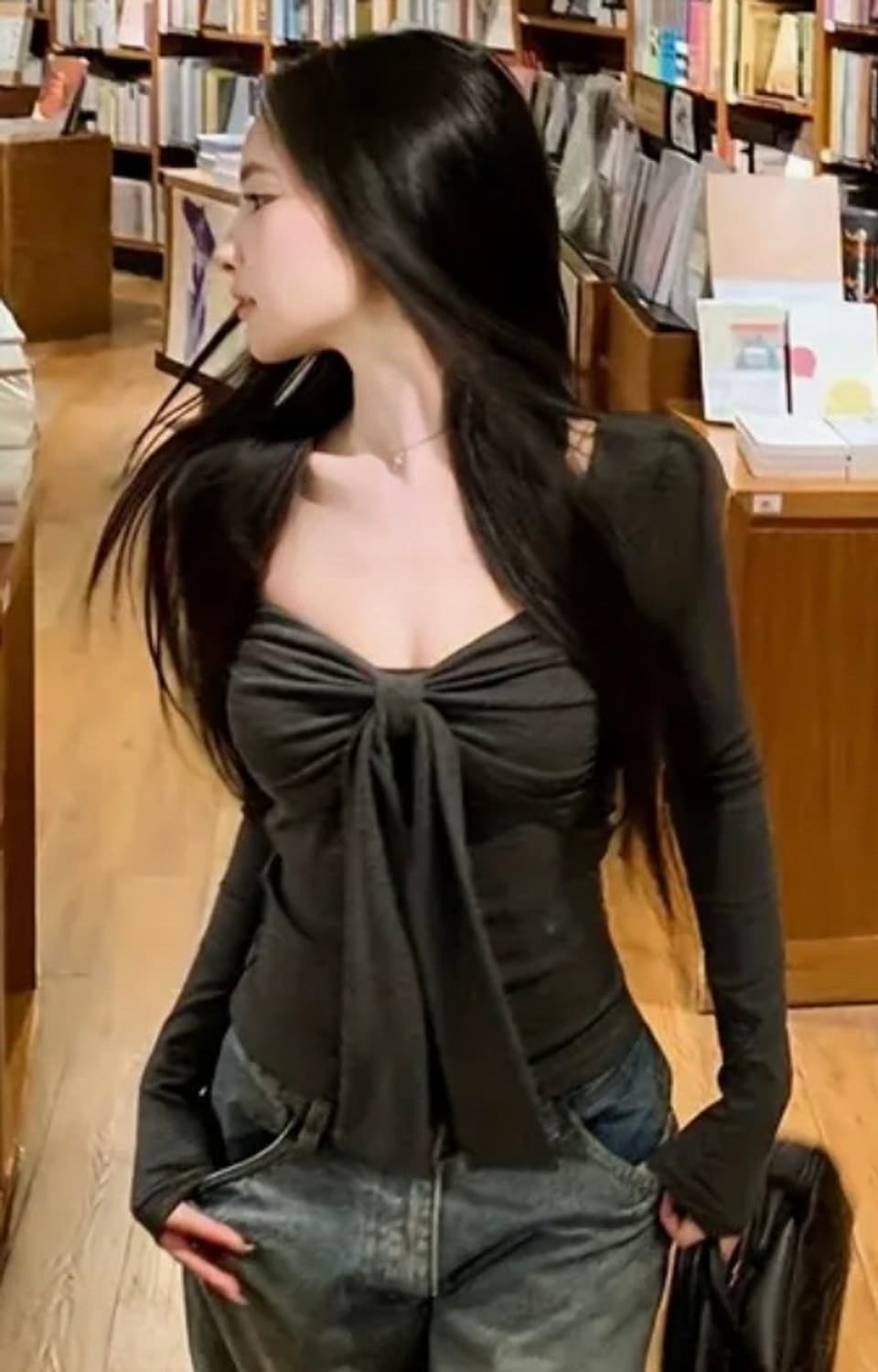 Y2k 갸루 리본 셔링 티셔츠. 새상품 상품이미지1