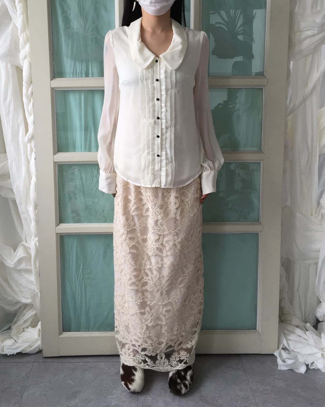 Pleats point blouse 상품이미지1