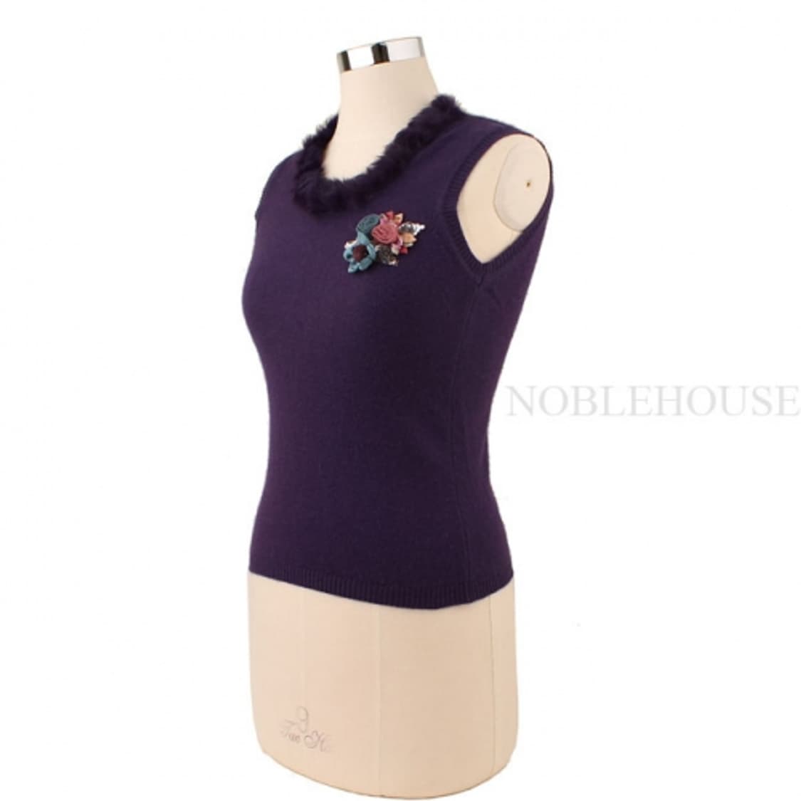 블루마린 퍼플 퍼 민소매 캐시미어 니트 44 55 상품이미지2