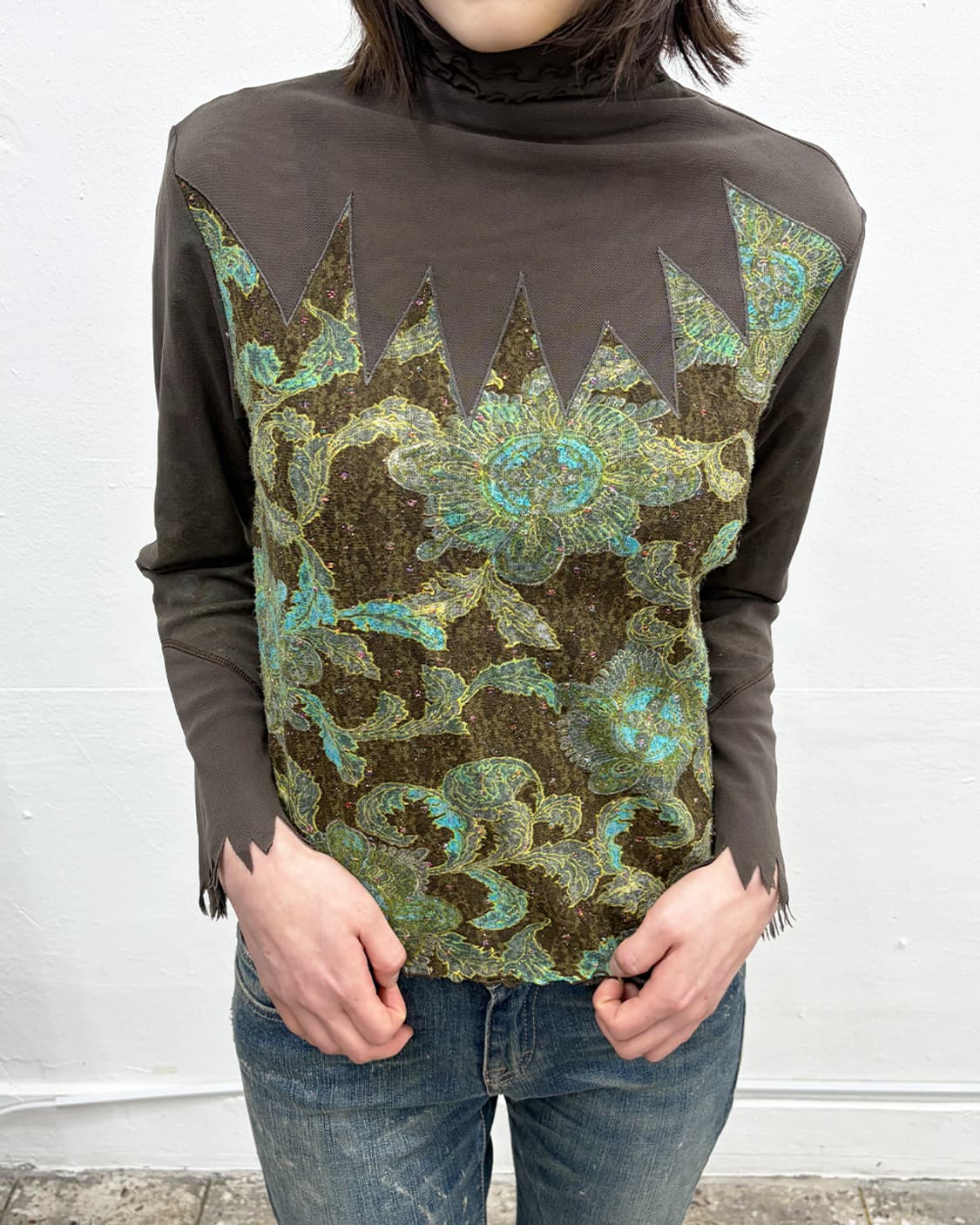 빈티지 패널 플로럴 시어 탑 상품이미지4