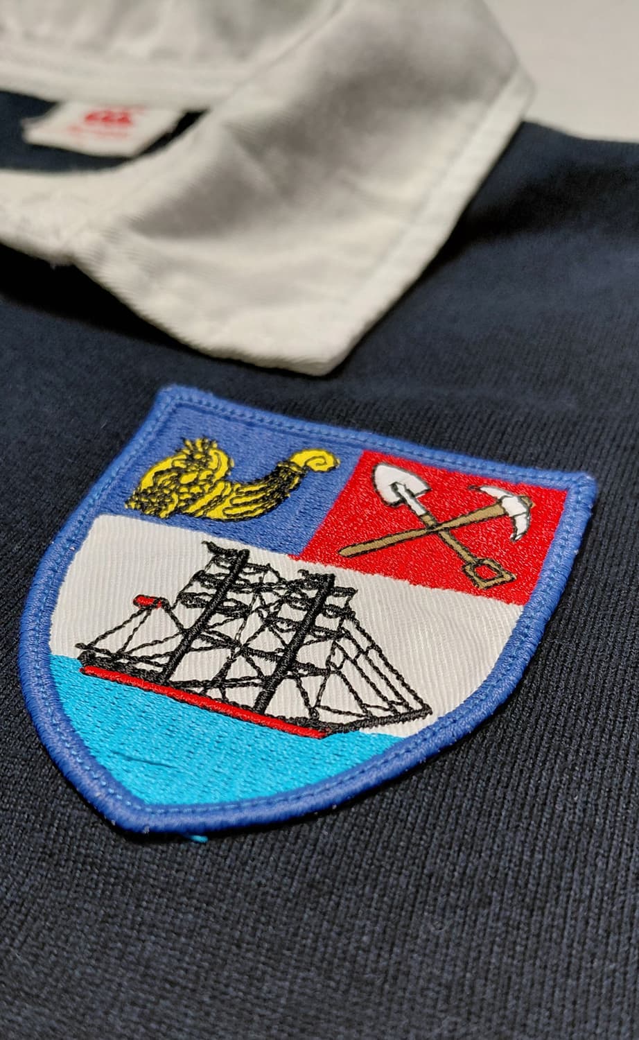 [XL] 캔터베리 오브 뉴질랜드 자수 패치 반팔 럭비 셔츠 (네이비) 상품이미지1