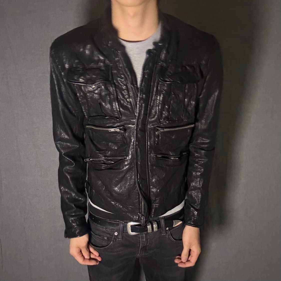 lamb skin pocket leather jacket 상품이미지5