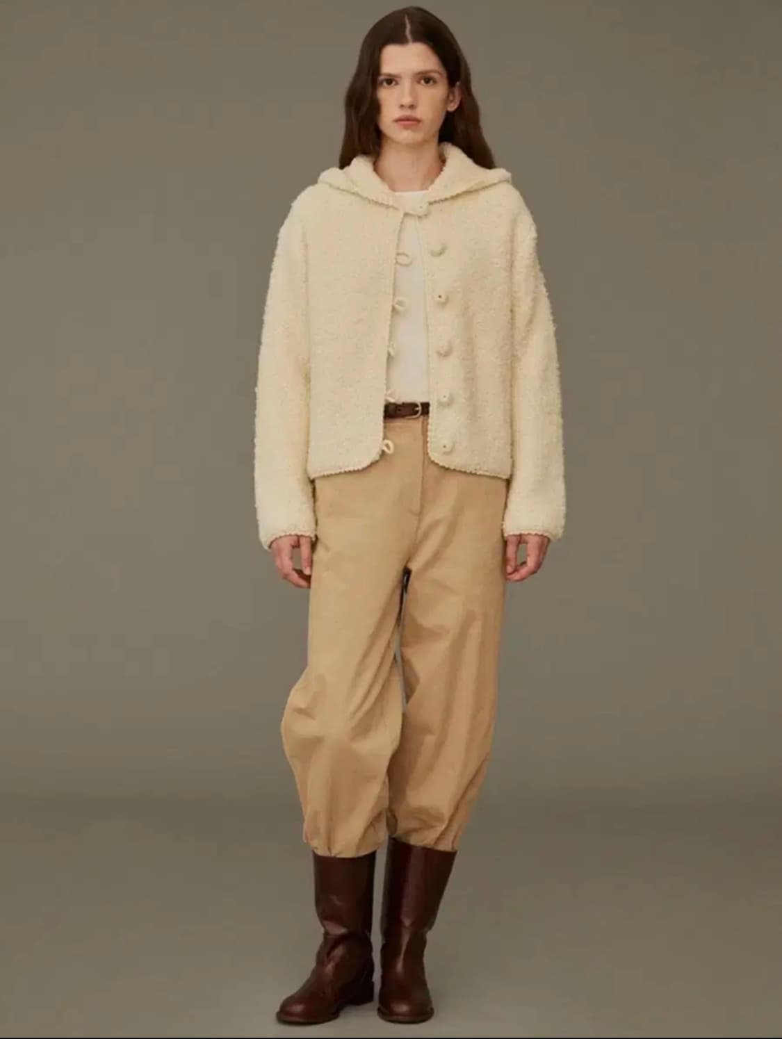 호와스 스노우 후드 가디건 크림 상품이미지1