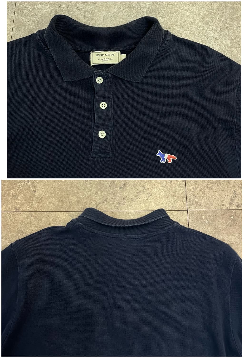 메종키츠네 반팔 카라티 네이비 L #csz2744 상품이미지4
