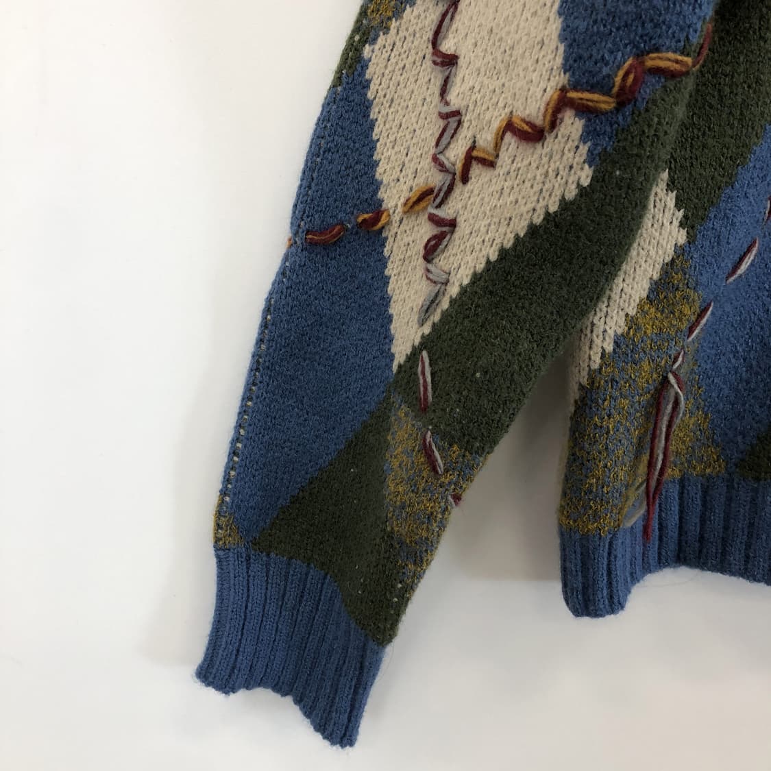 자라 (새상품) 자카드 아가일 울 크롭가디건 M 상품이미지2