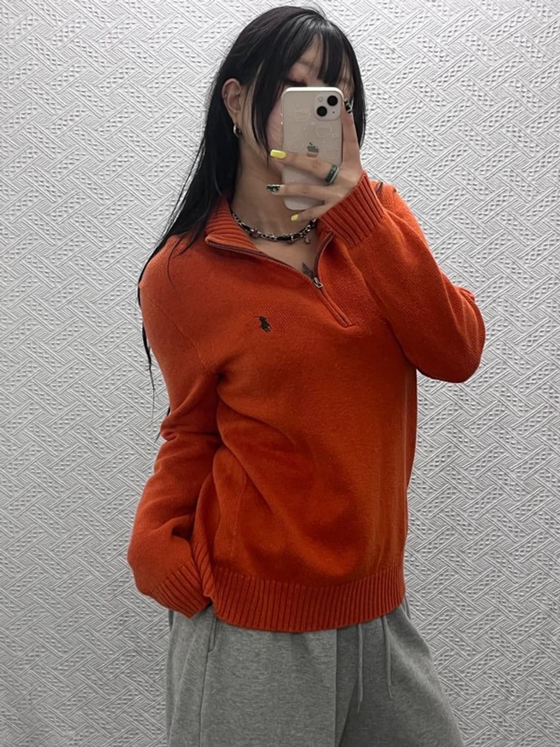 폴로 랄프로렌 Y2K 90's 오렌지 반집업 니트 S C07486 상품이미지2
