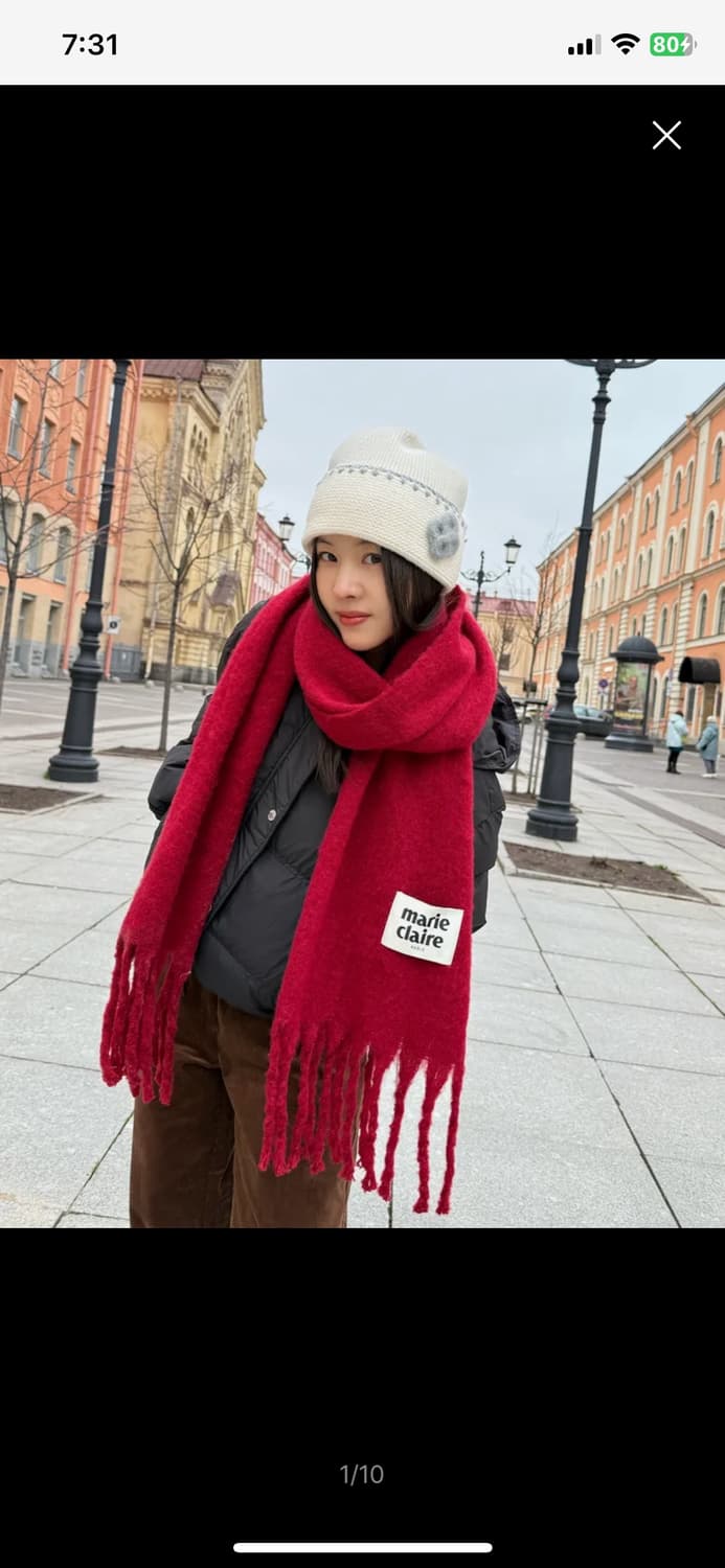 마리끌레르 퍼지 솔리드 머플러 목도리 레드 (MADDSC02MB) 상품이미지2