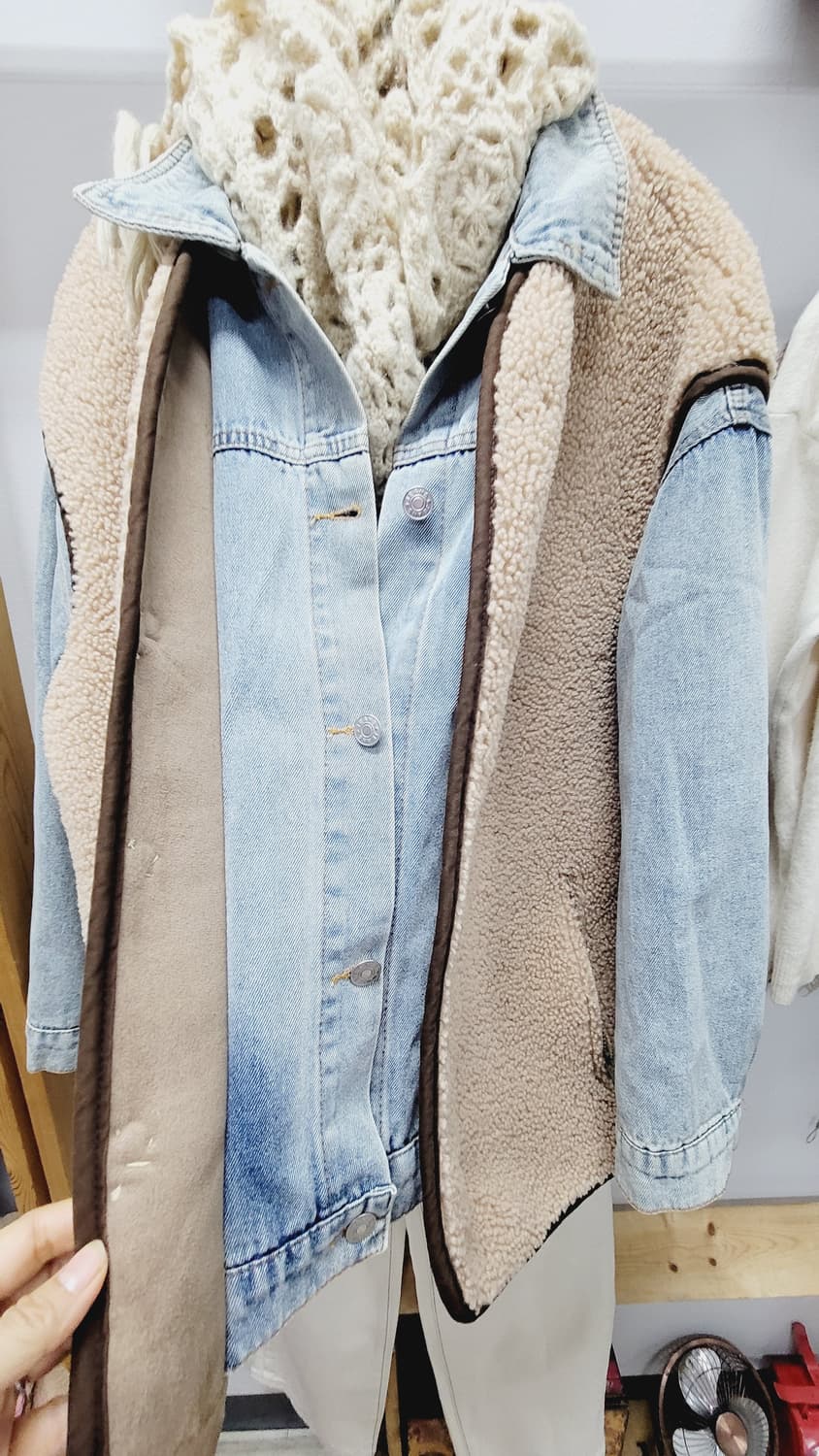 뽀글이 데님레이어드 자켓 상품이미지5