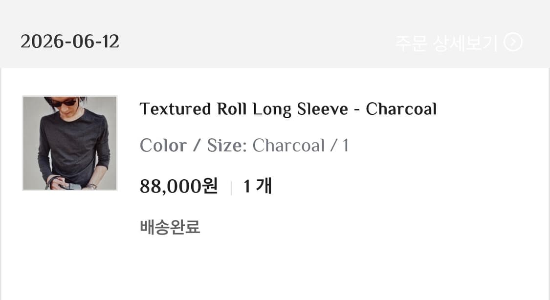 Textured Roll Long Sleeve - Charcoal 상품이미지2