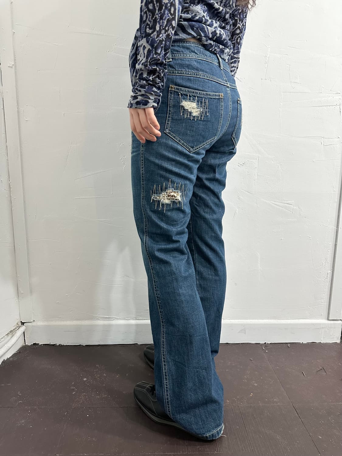 lounie leopard detail denim pants 상품이미지3