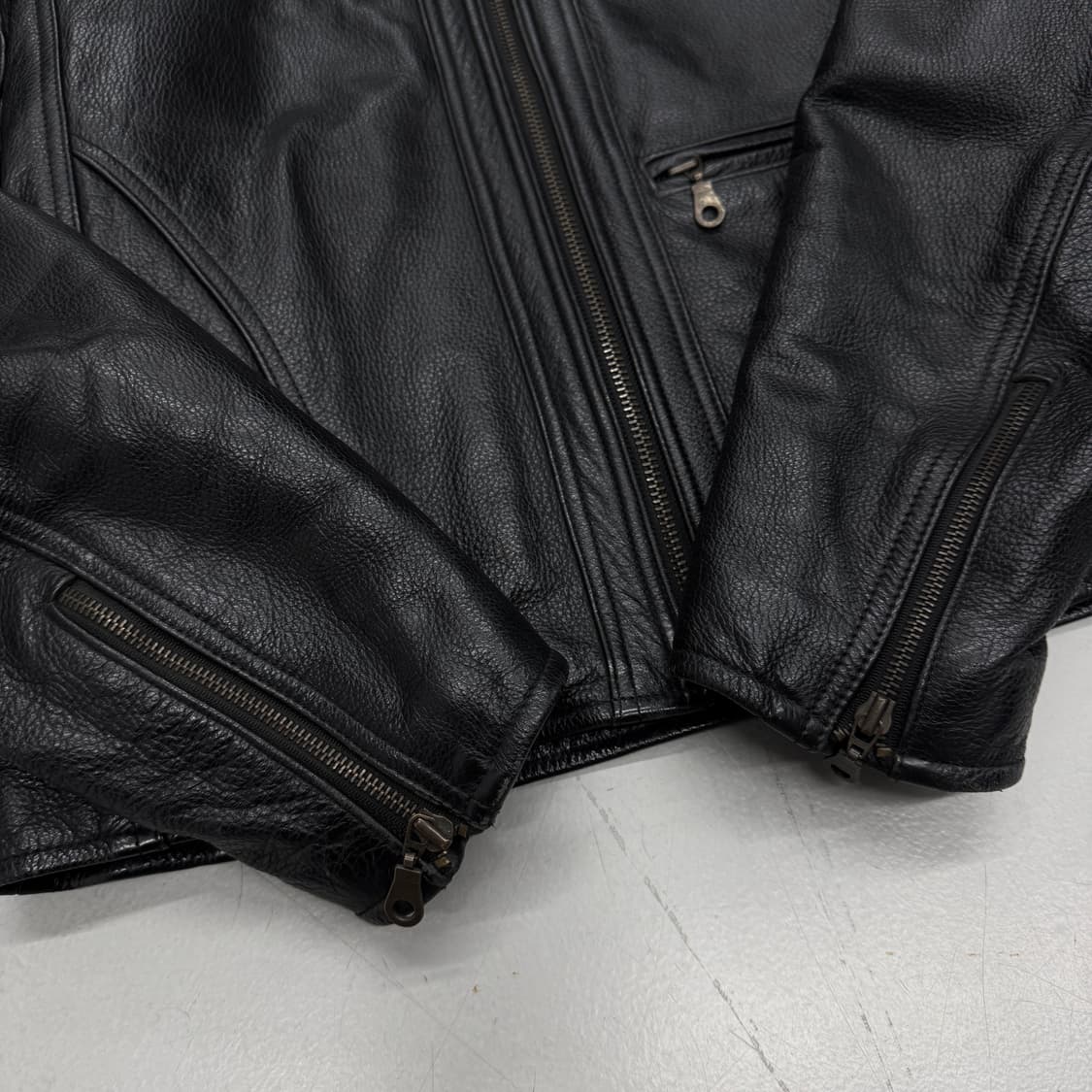 바이커 리얼레더 멀티지퍼 레이싱 가죽자켓 상품이미지6