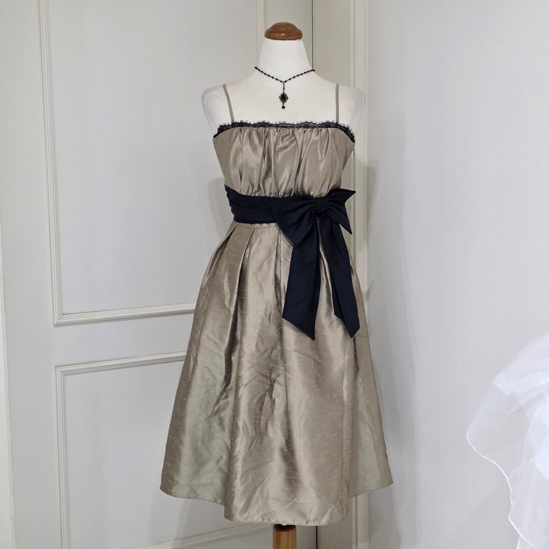 일본빈티지)파티걸st 레이스 왕리본 코르셋 새틴 오네갸루 드레스연주회 상품이미지1