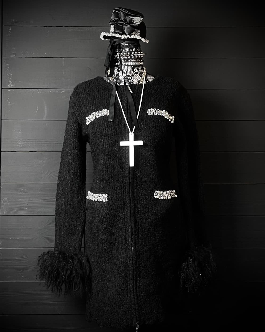 RADY 라디 큐빅 퍼 니트 블랙 가디건 상품이미지1