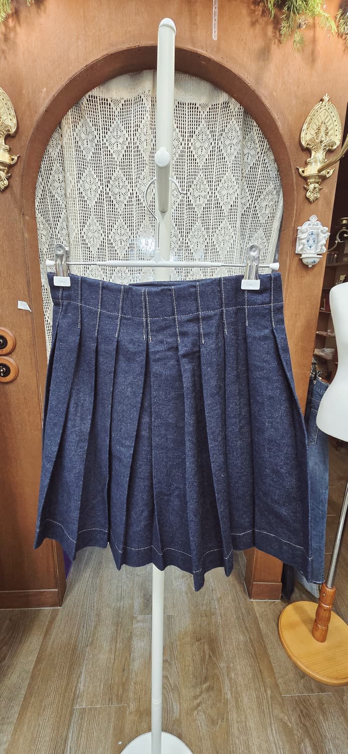 허단33/ xs  메이비베이비 데님 플리츠 스커트 상품이미지4