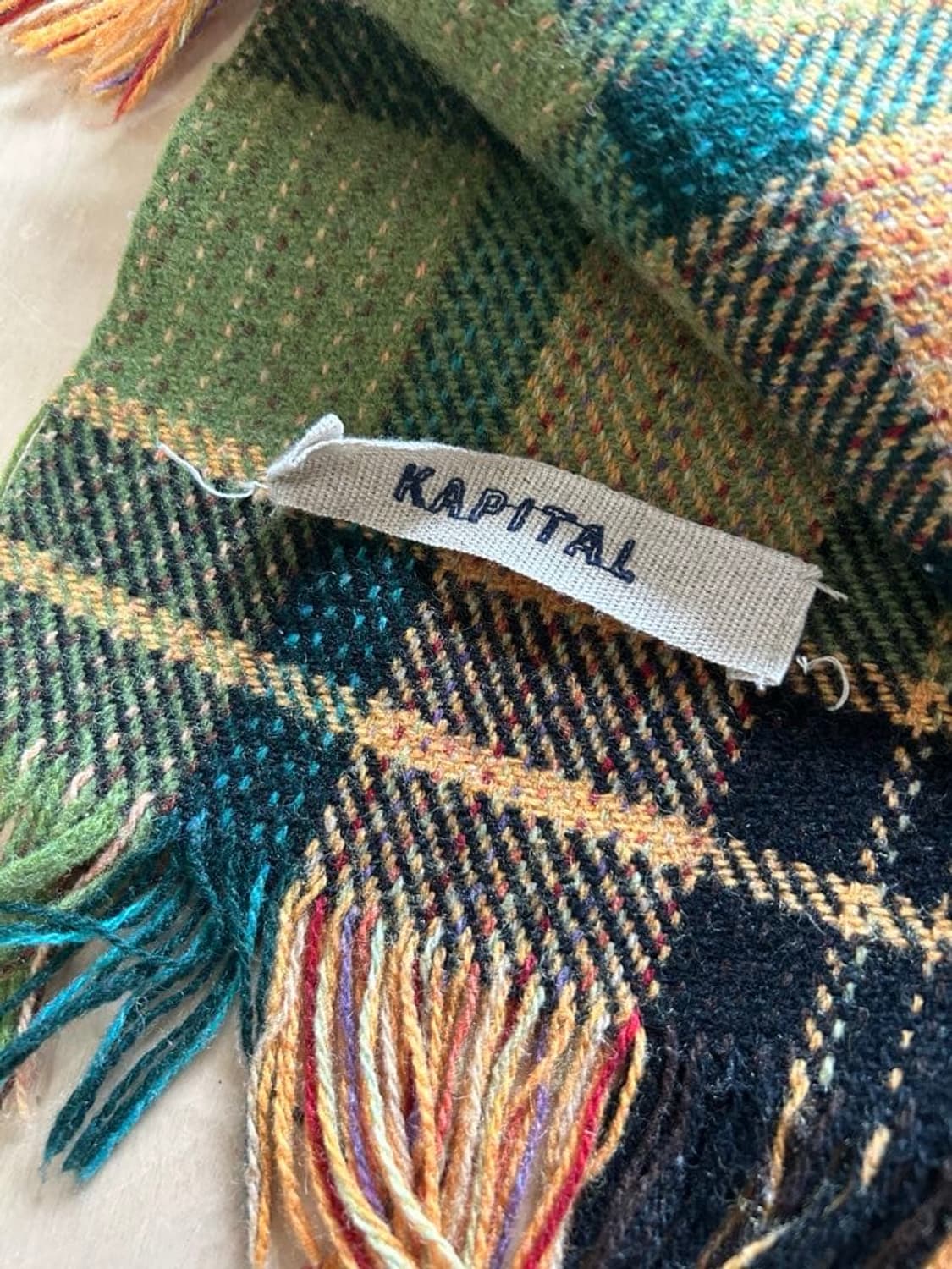 Kapital 캐피탈 그린체크 담요 상품이미지2