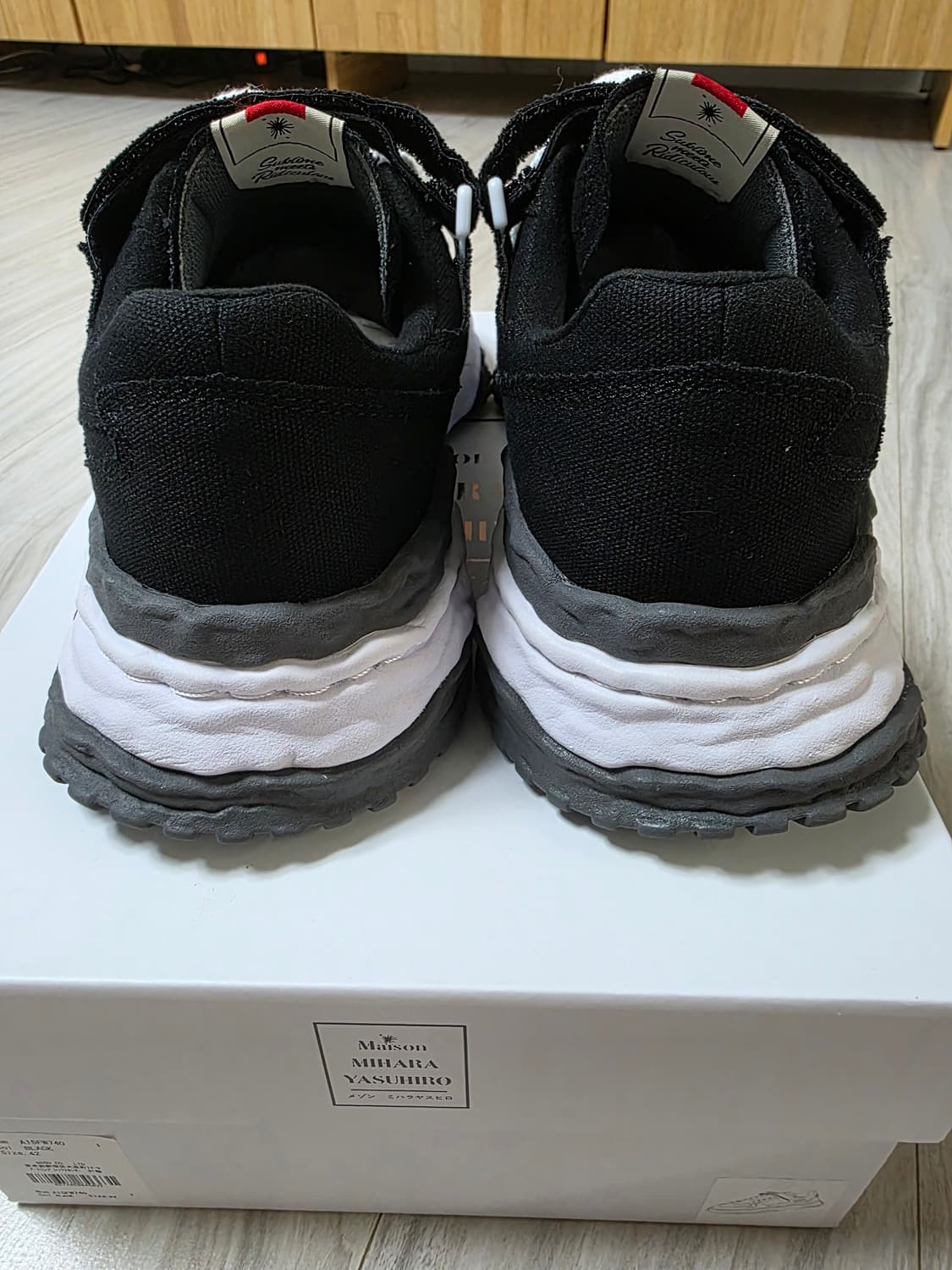 [42] 메종 미하라 야스히로 키스 og 솔 캔버스 로우탑 블랙  상품이미지4