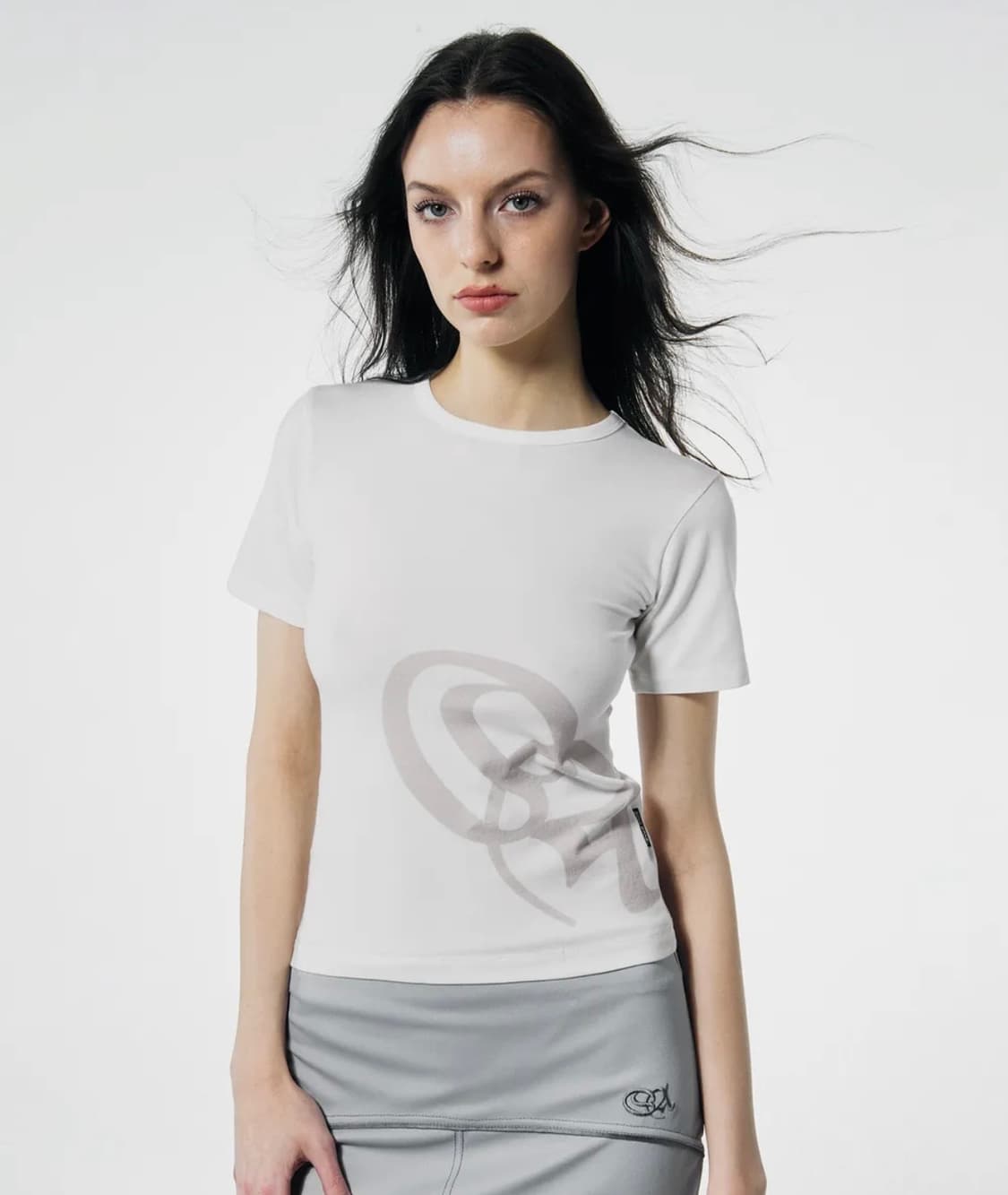 스컬프터 Oblique Logo Crop Top White 상품이미지1