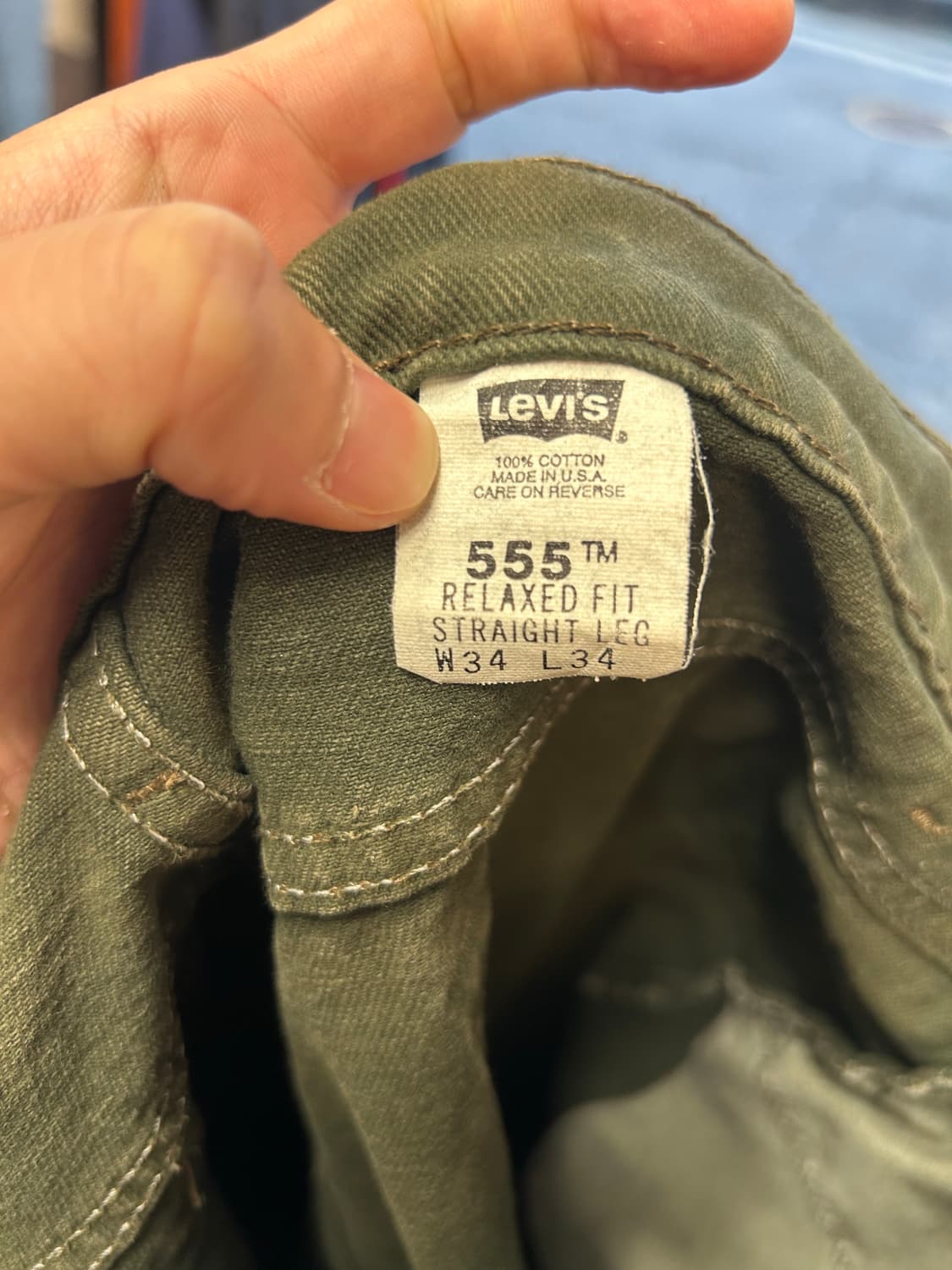 90‘s USA 리바이스555 그린컬러진 34in 상품이미지6