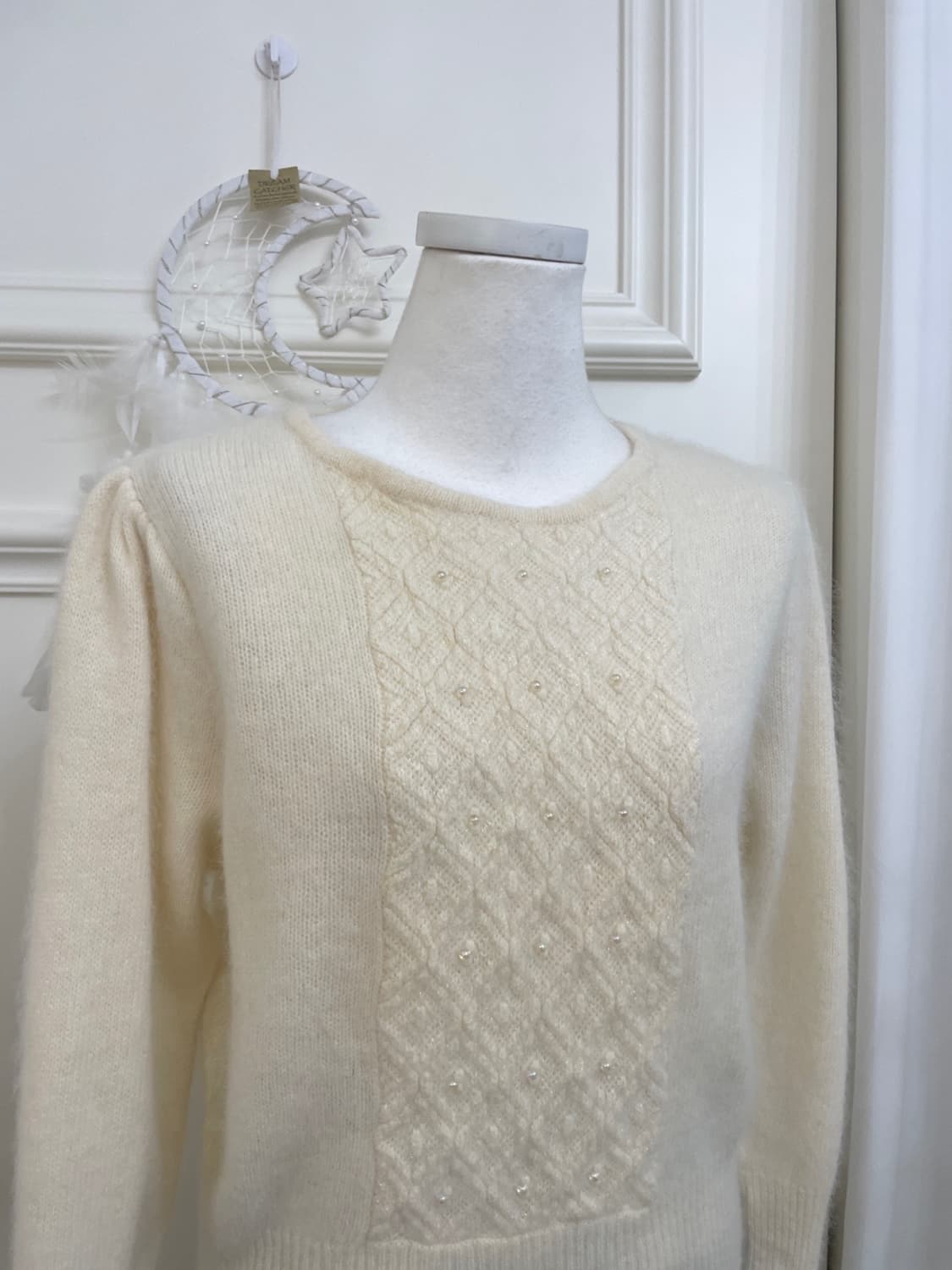 ivory beads glitter puff sleeve angora k 상품이미지7