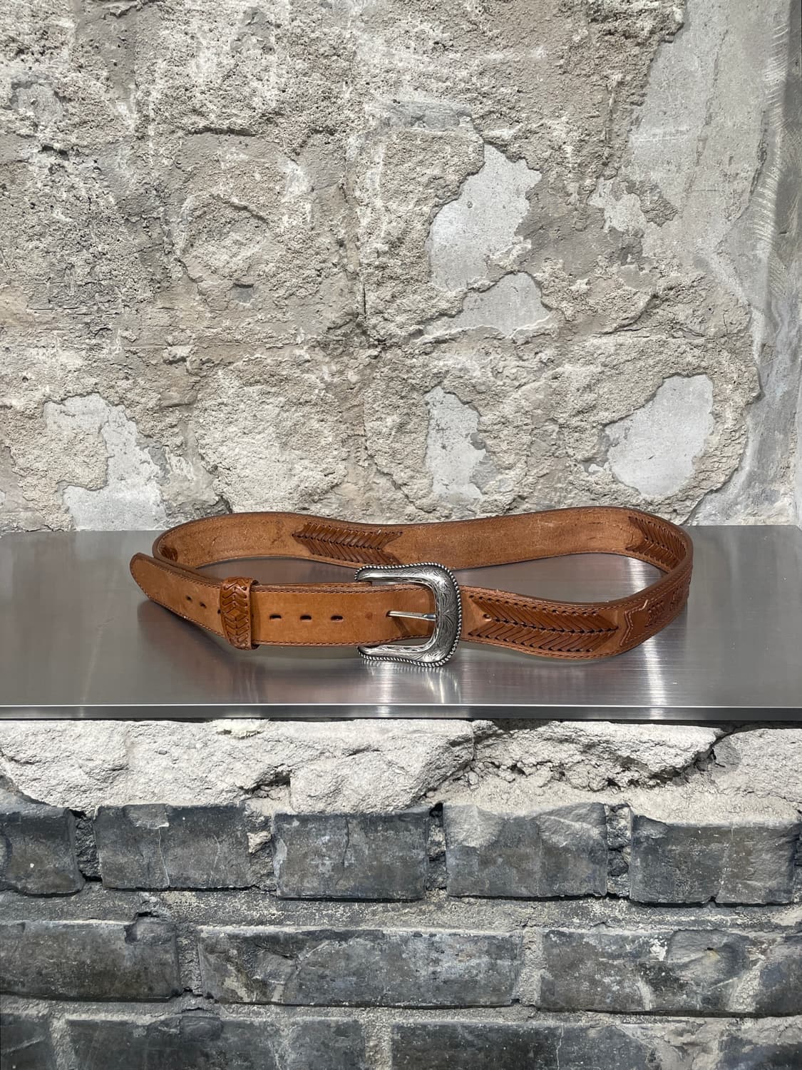 랭글러 브라운 웨스턴 레더 벨트 상품이미지3