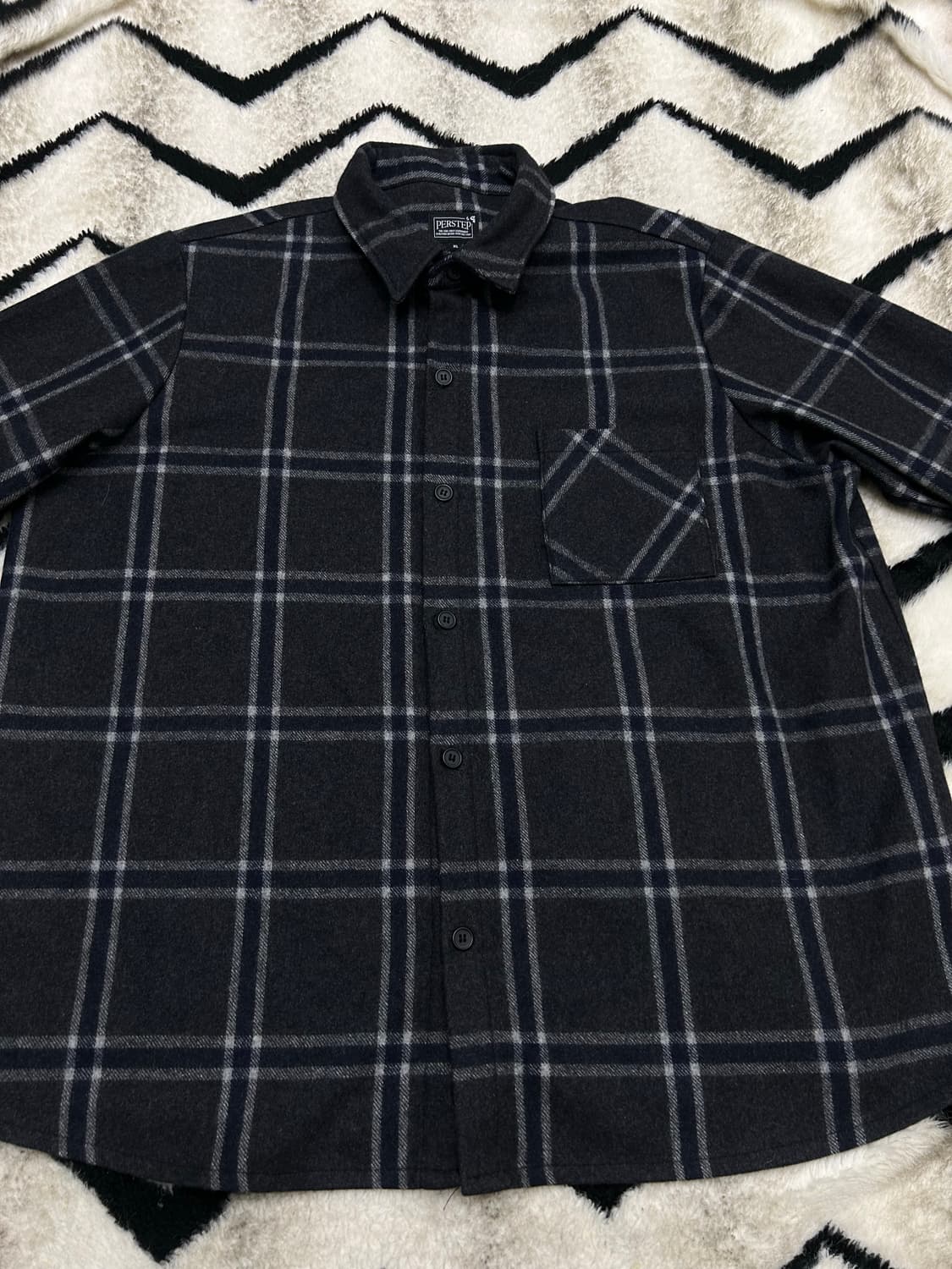 [XL]퍼스텝 루즈핏 울 체크 헤비 셔츠 상품이미지3