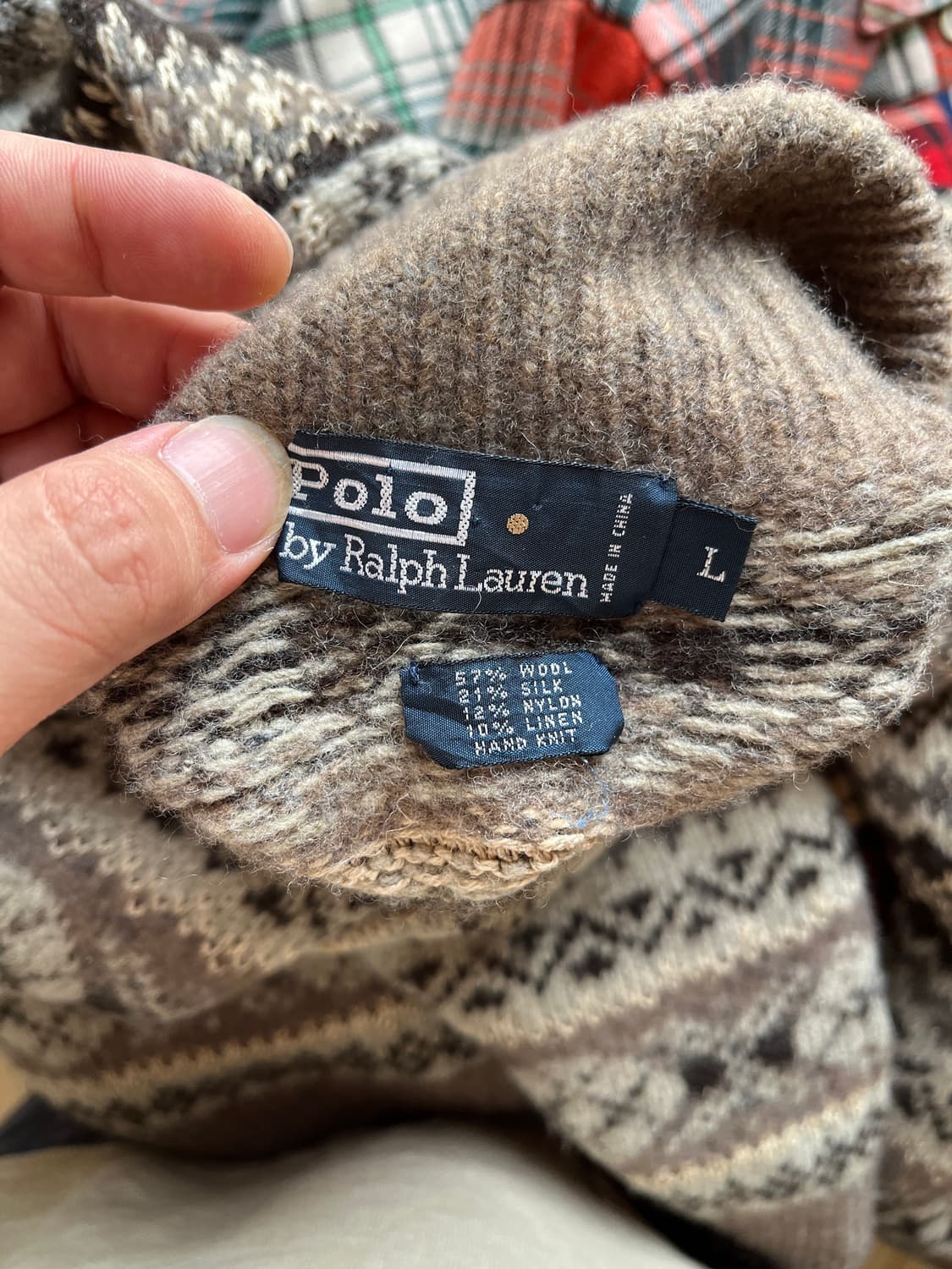 폴로 핸드니트 울 실크 린넨 터틀넥 페어아일 상품이미지2