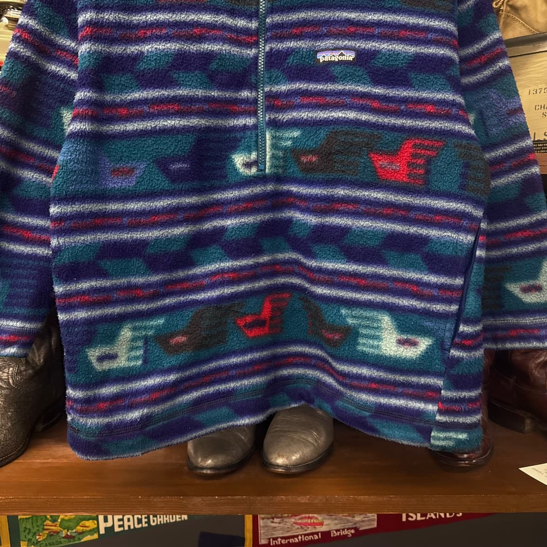 90s 파타고니아 네이티브 패턴 신칠라 하프 집업 풀 오버 플리스 상품이미지4