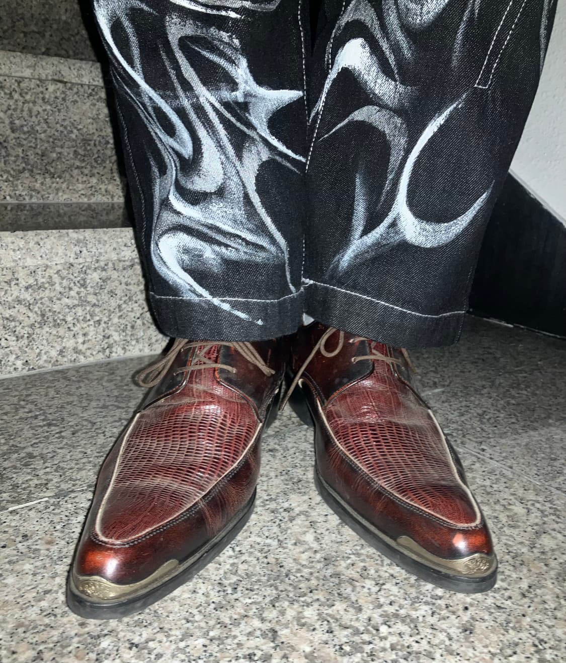 Red wine crocodile shoes 상품이미지2