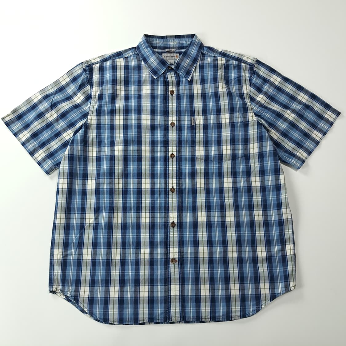 CK205 XL 칼하트 블루 플래드 체크 반팔 셔츠 남방 상품이미지1