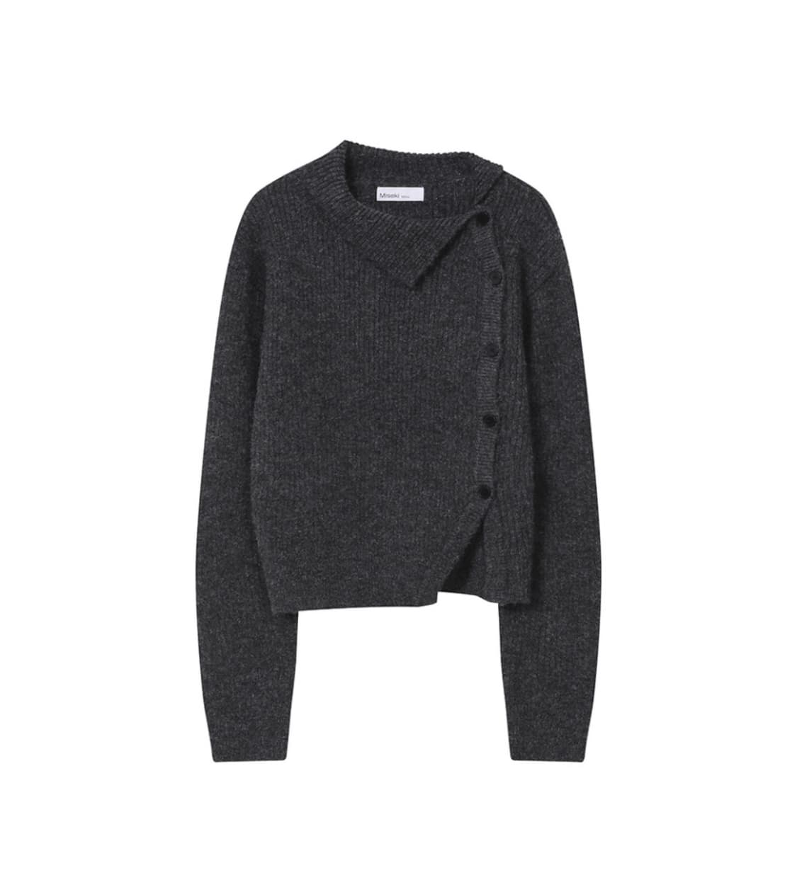 미세키서울 사이드버튼 니트 차콜 상품이미지3