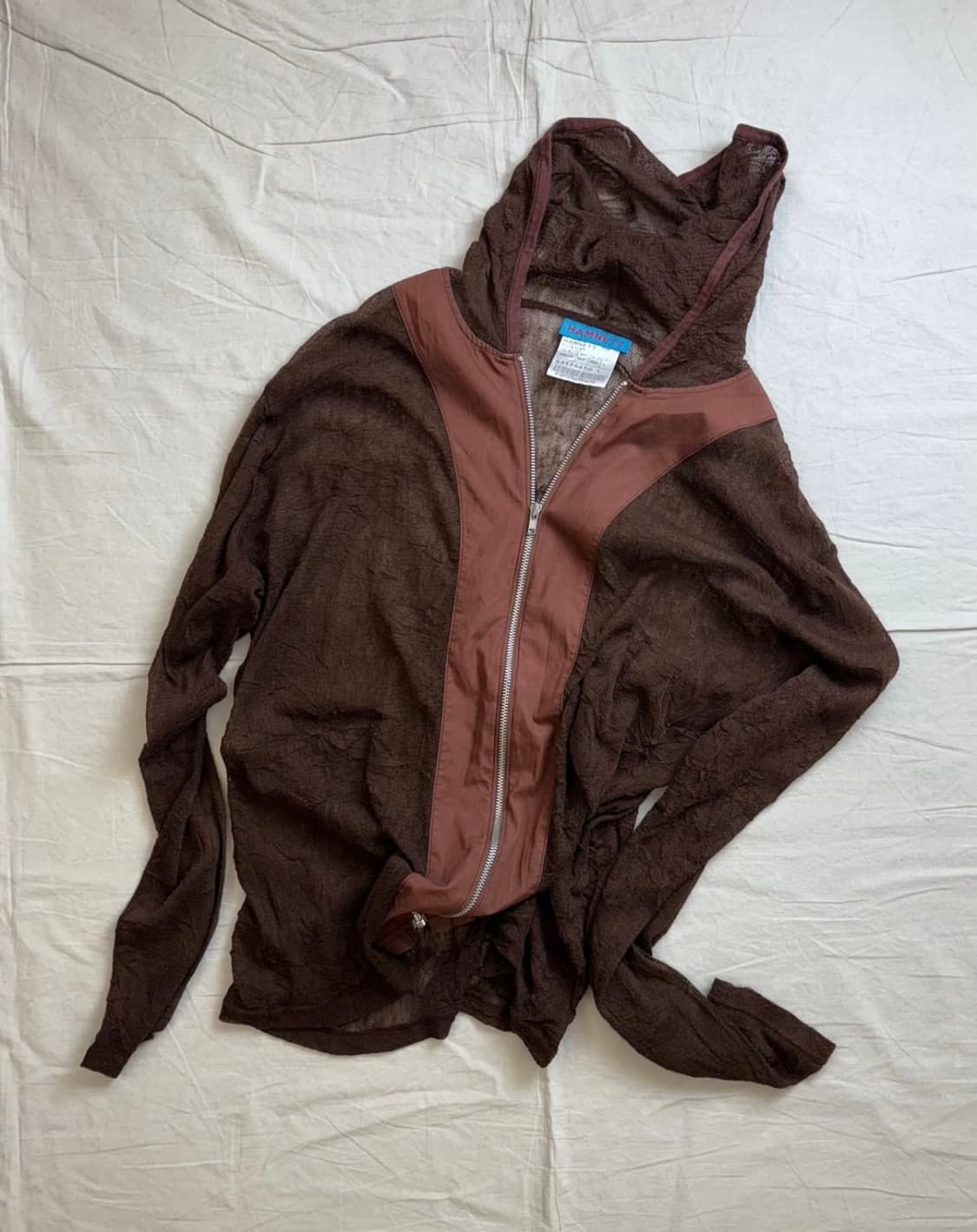 캐서린햄넷 아카이브 시스루 후드집업 브라운 상품이미지2