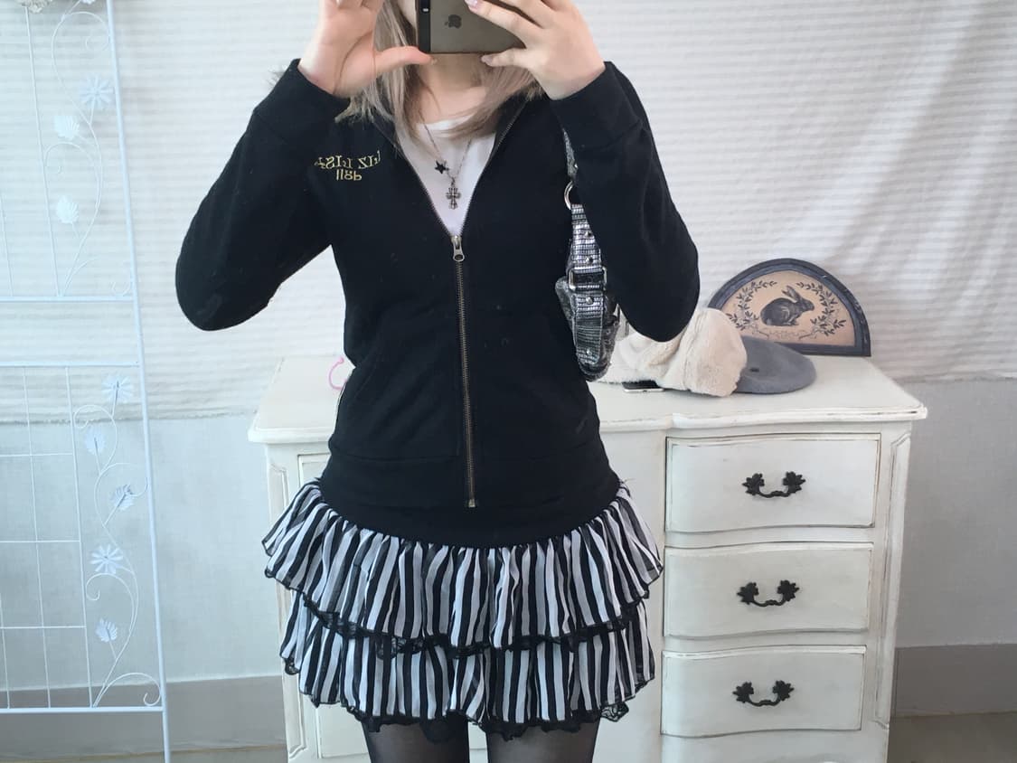 일본빈티지 스트라이프 레이스 큐롯 캉캉스커트 상품이미지4