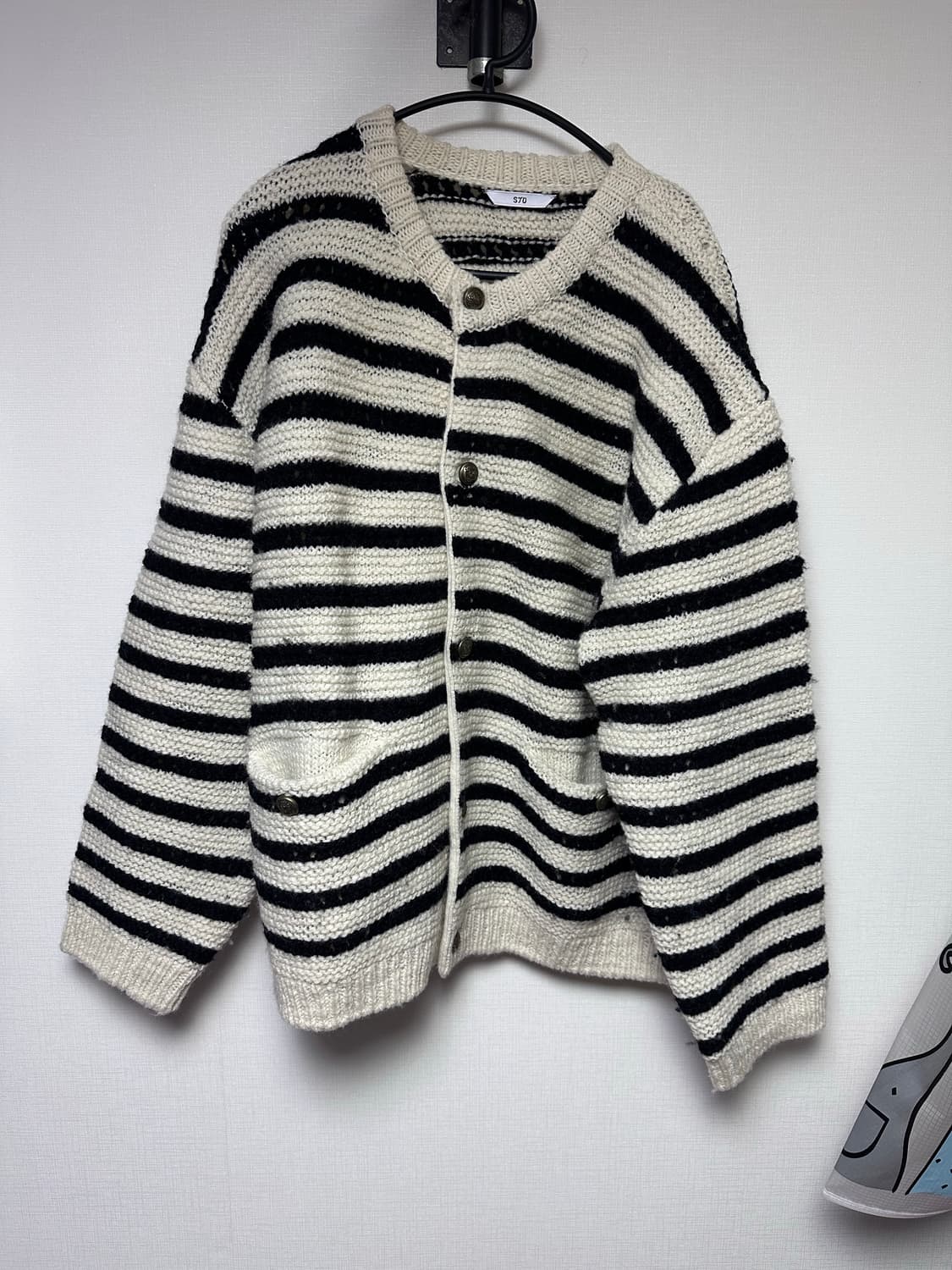 에스티유 stu 라운드넥 스트라이프 가디건 L 상품이미지2