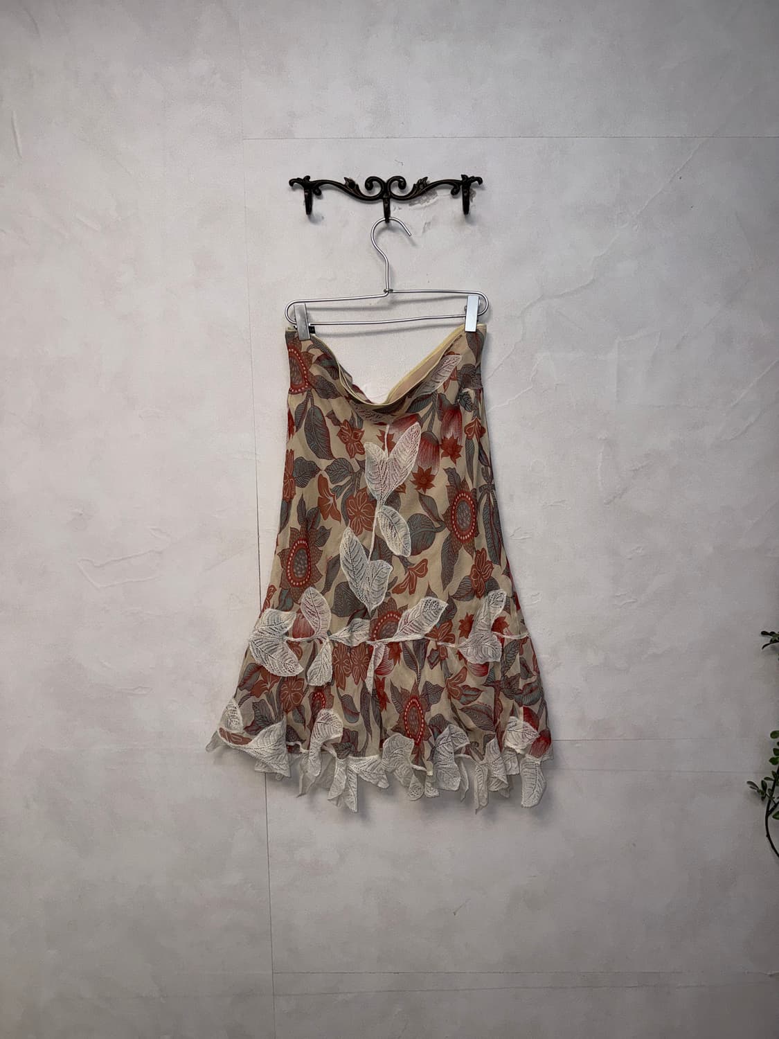 PAOLA FRANI coral floral lace silk skirt 상품이미지4