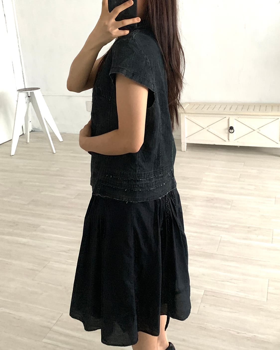 Black Pleated Midi Dress 상품이미지6