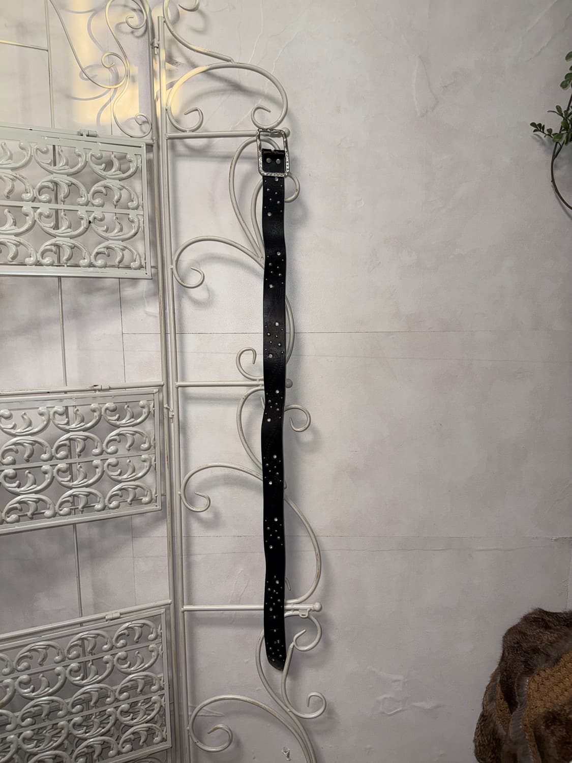 Black oriental cubic leather belt 상품이미지4