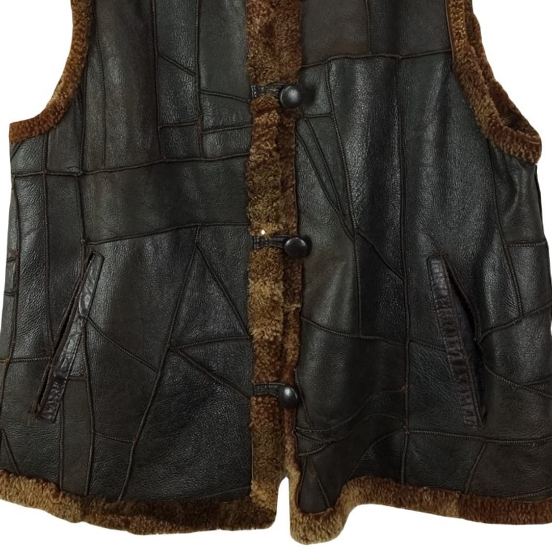 [빈티지] 리얼 쉽스킨 양가죽 양모 레더 베스트 조끼 M19973 상품이미지5