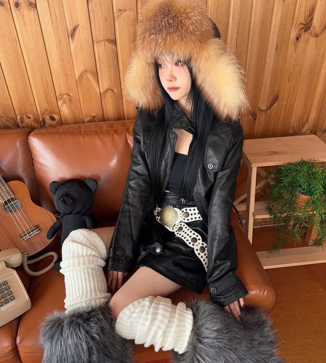 게스 크롭레더자켓 상품이미지4