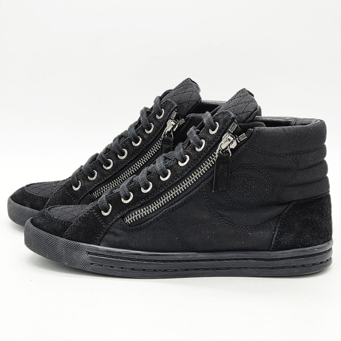  샤넬 우먼스 CC로고 하이탑 스니커즈 블랙 (36)   상품이미지1