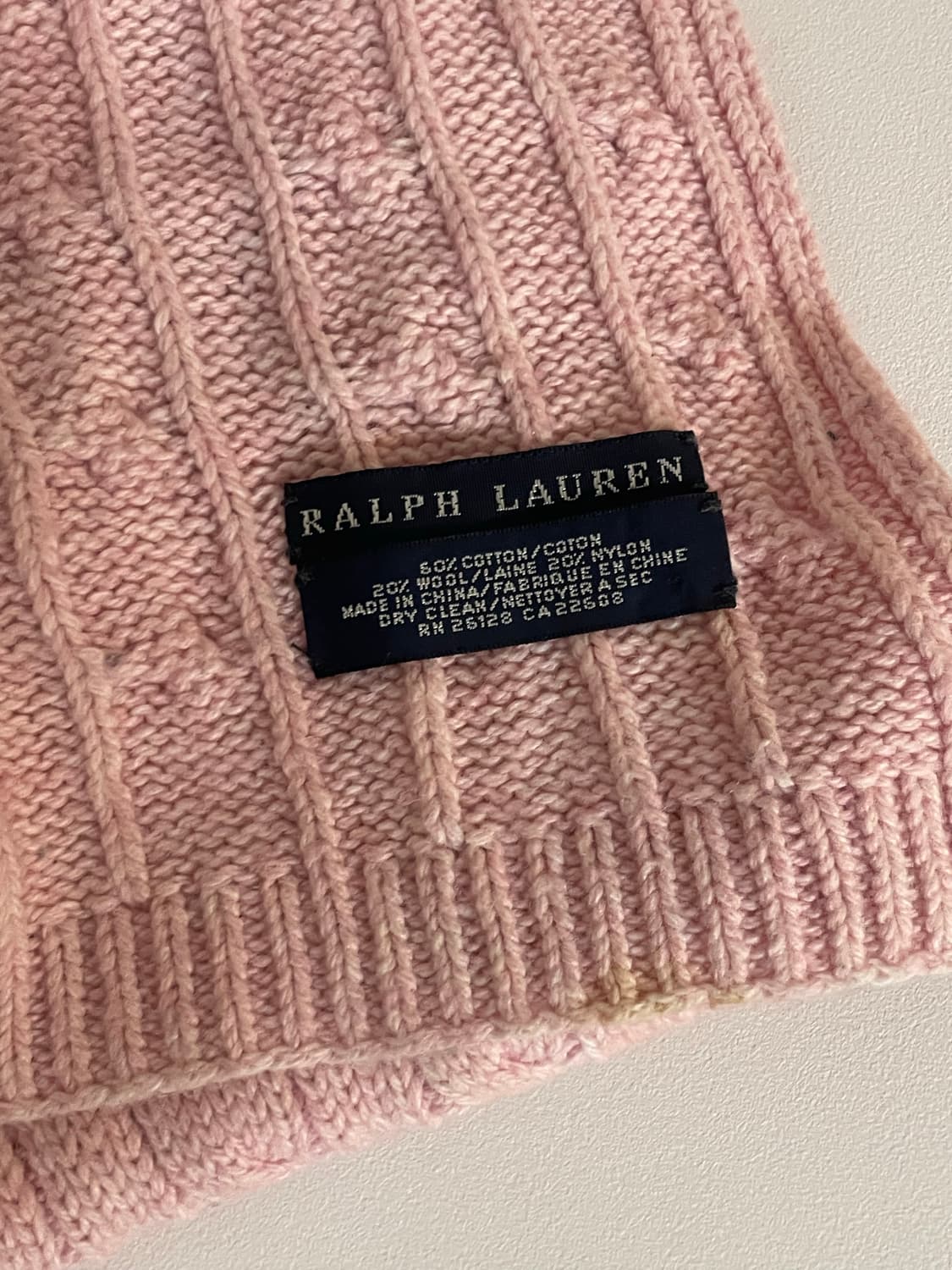 폴로 핑크 케이블 니트 목도리 상품이미지2